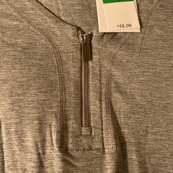 NWT CABLE & GAUGE L/S side slit front zip up casual blouse Size LG Heather gray - Picture 3 of 9